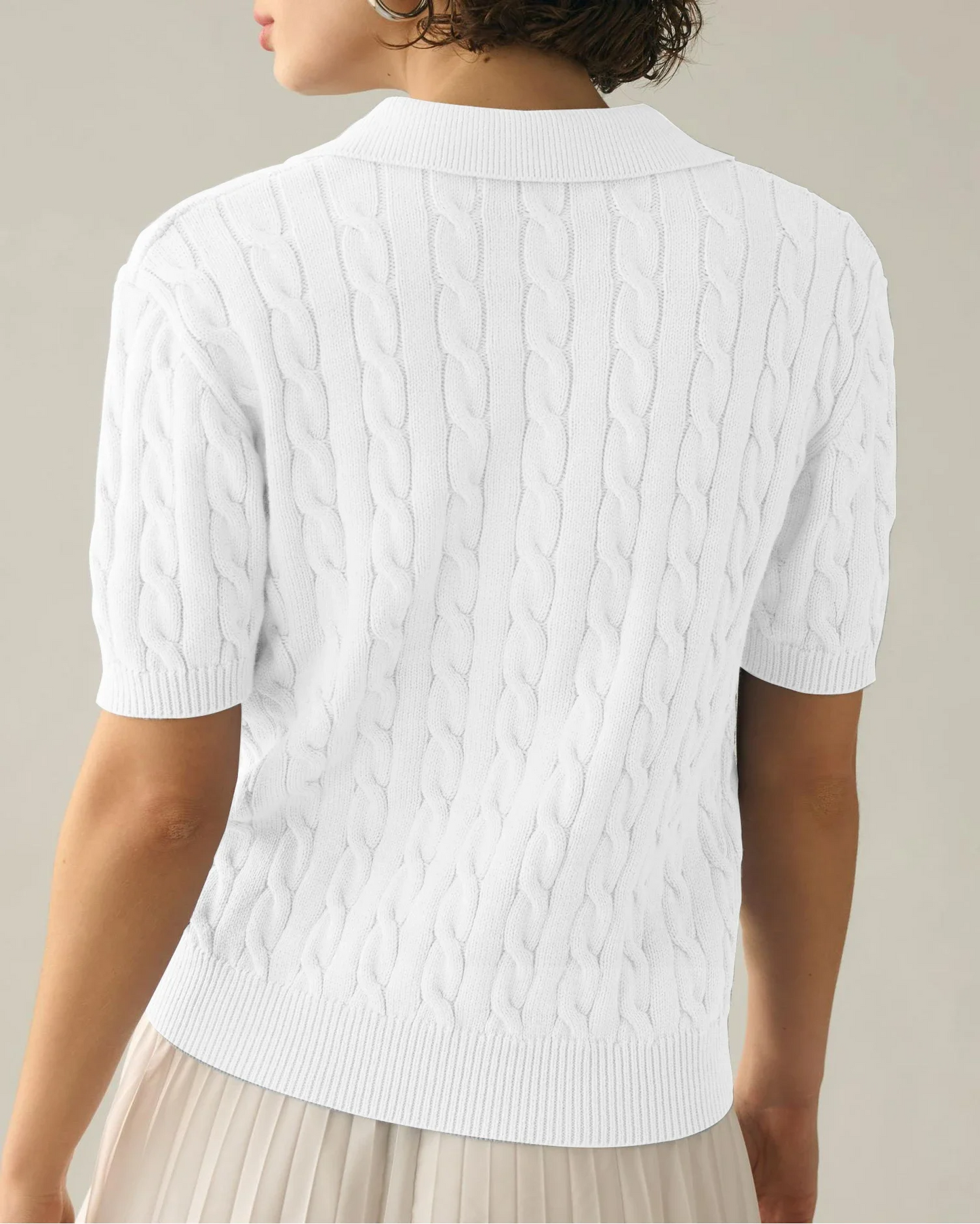 Anjas | Pull Décontracté Tricoté à Manches Courtes et Câblé