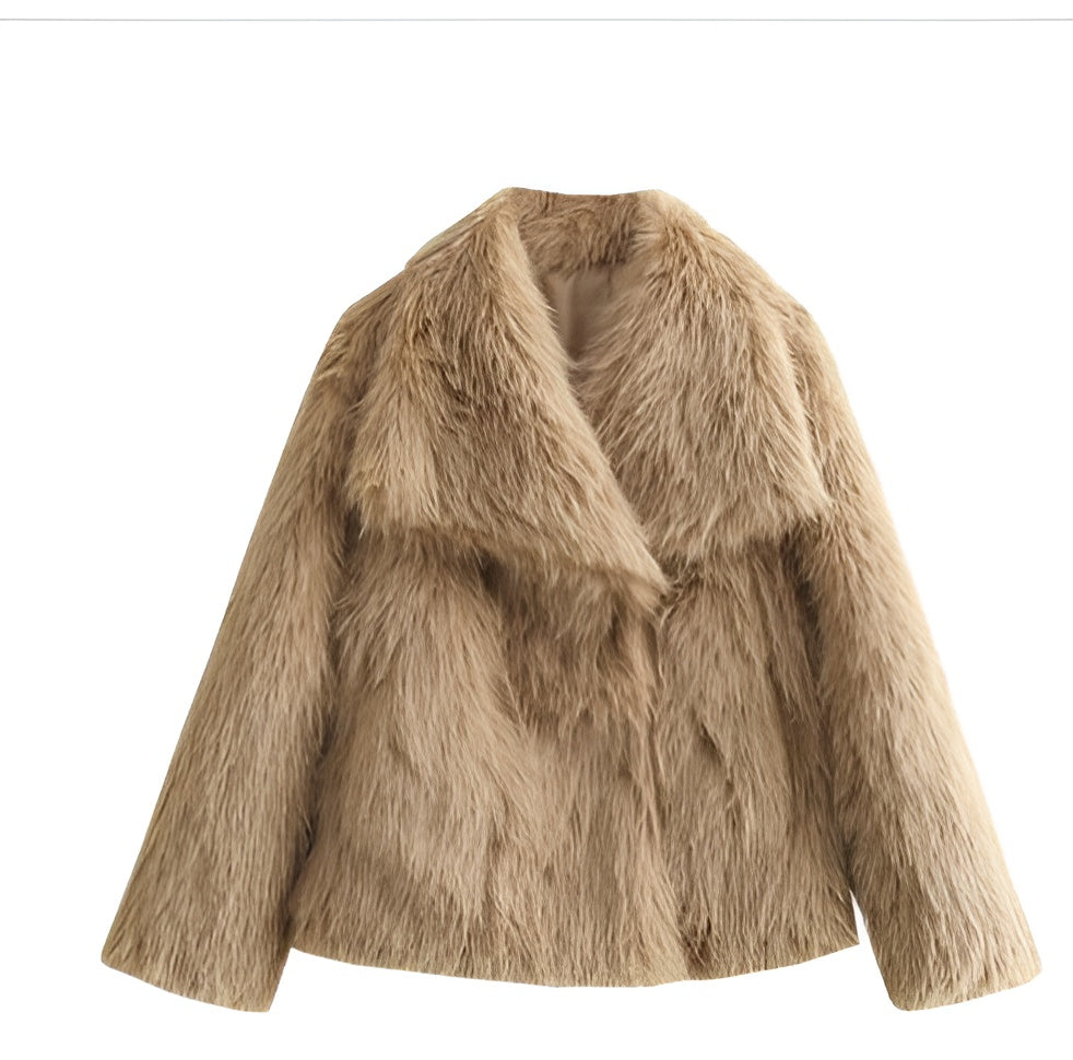 Vivara | Veste Femme Luxe en Fausse Fourrure Couleur Unie, Élégante et Confortable