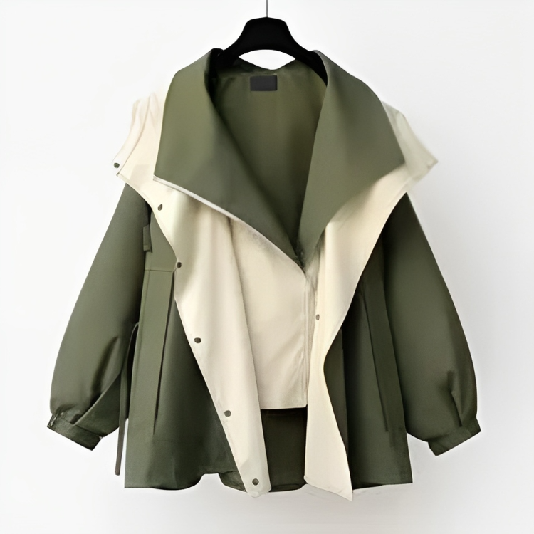 Valleria | Veste Femme Imperméable Coupe-Vent avec Col Superposé