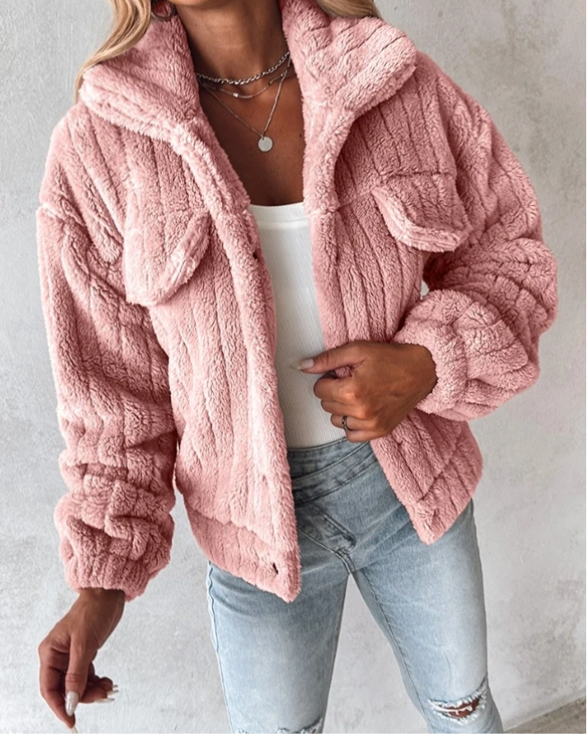 Esclarmonde | Teddy Jacket Femme Courte à Col Revers Élégant & Style Moderne