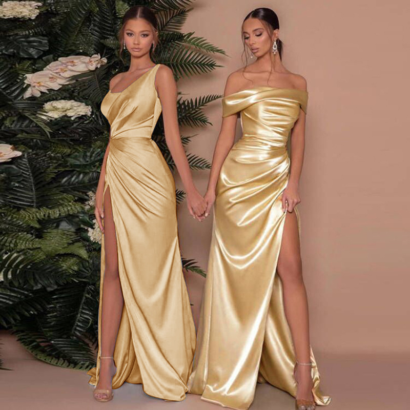 Quitterie | Robe de soirée asymétrique une épaule – Corset structuré et fente haute