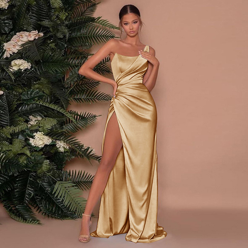Quitterie | Robe de soirée asymétrique une épaule – Corset structuré et fente haute