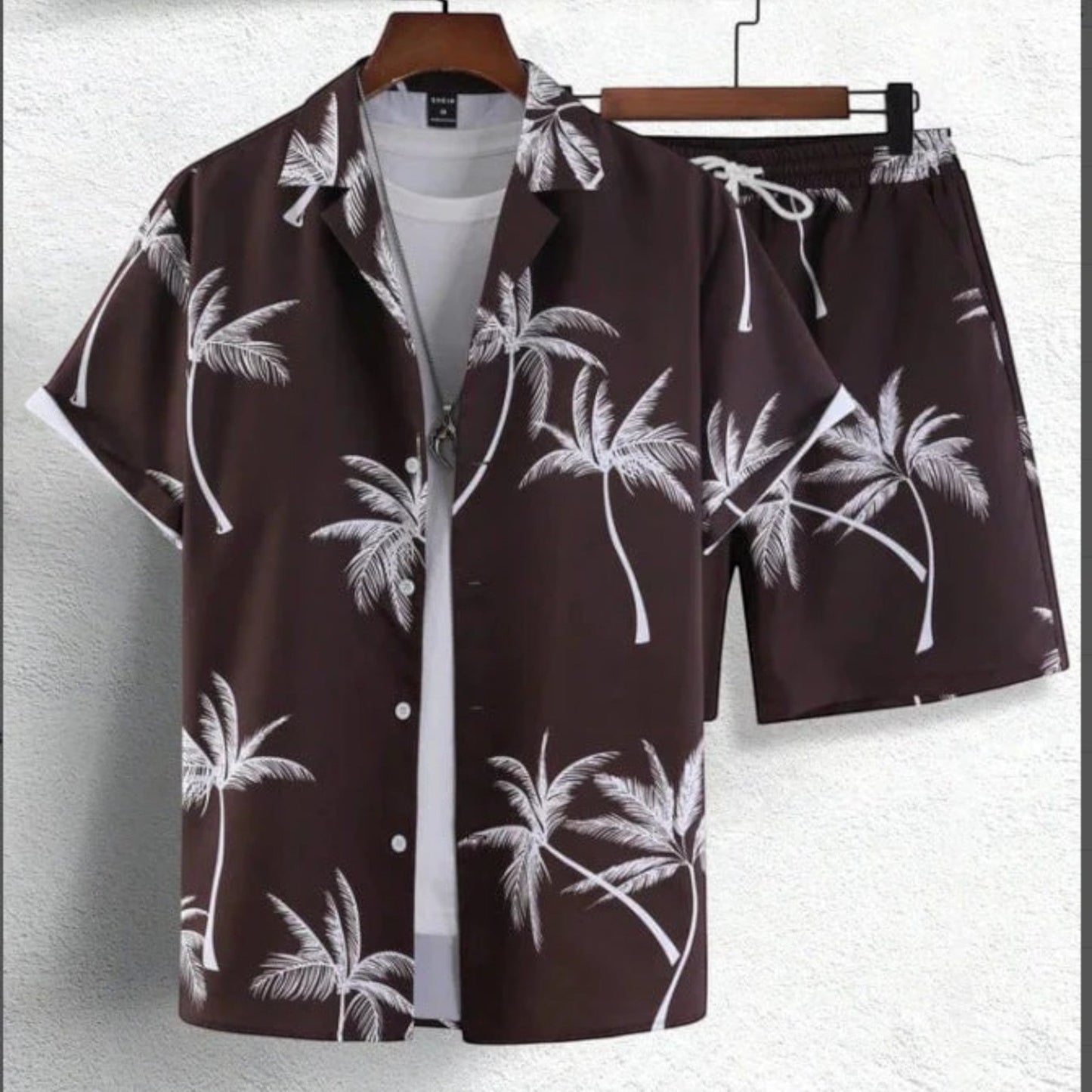 Moritz | Ensemble Été Homme Imprimé Tropical Chemise Manches Courtes Col Revers + Short Taille Élastique