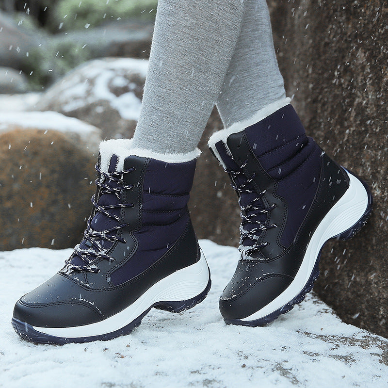 Aubépine | Bottes Hiver Femme à Lacets avec Doublure Chaude, Semelle Plateforme & Bout Rond