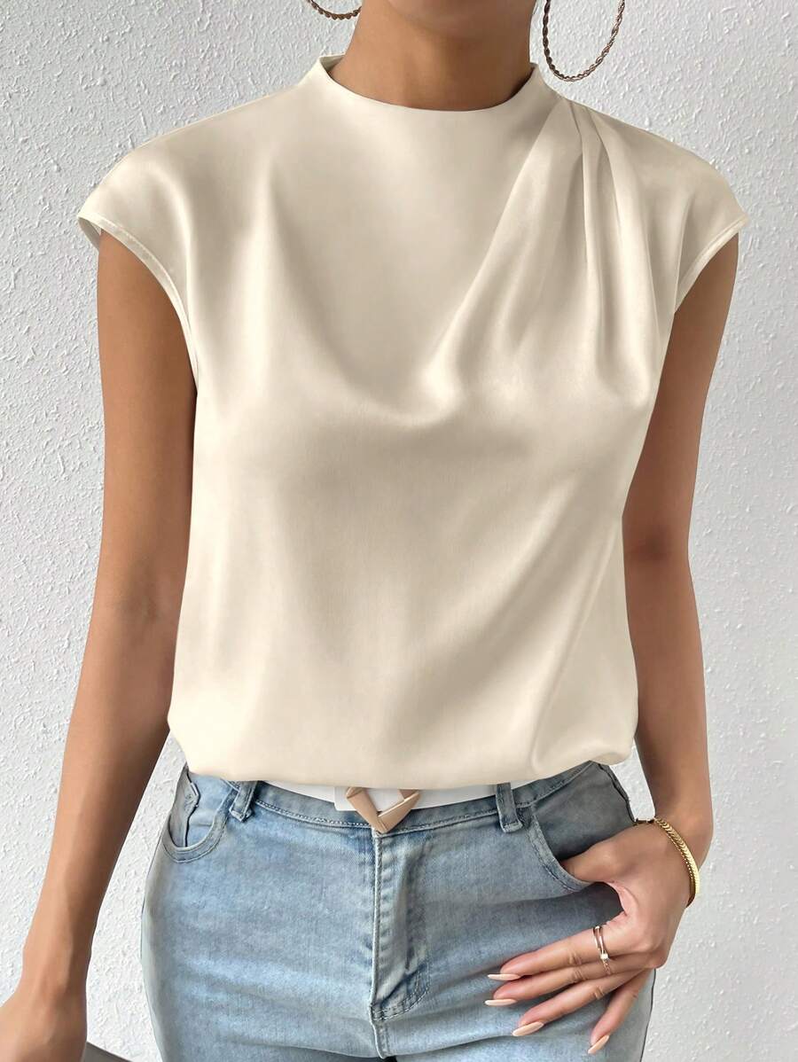 Laurianne | Blouse d’Été Femme Sans Manches à Col Rond et Pliage Élégant