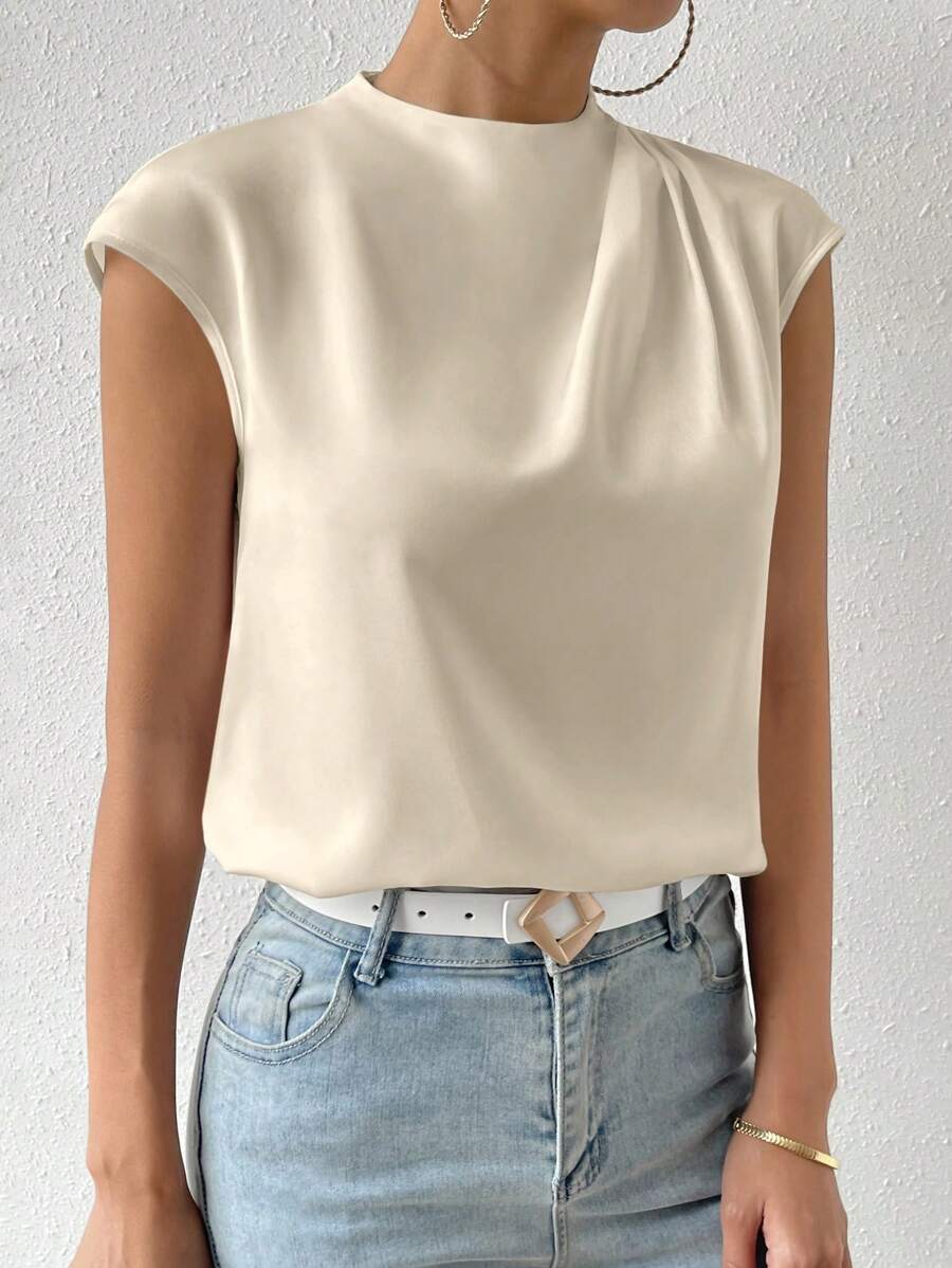 Laurianne | Blouse d’Été Femme Sans Manches à Col Rond et Pliage Élégant