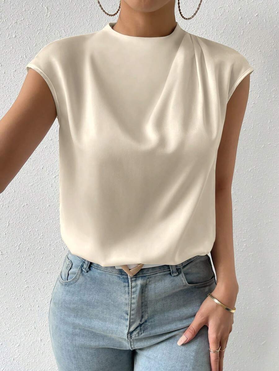 Laurianne | Blouse d’Été Femme Sans Manches à Col Rond et Pliage Élégant