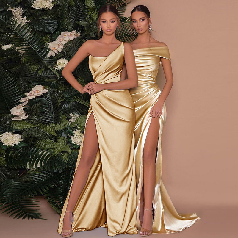 Quitterie | Robe de soirée asymétrique une épaule – Corset structuré et fente haute