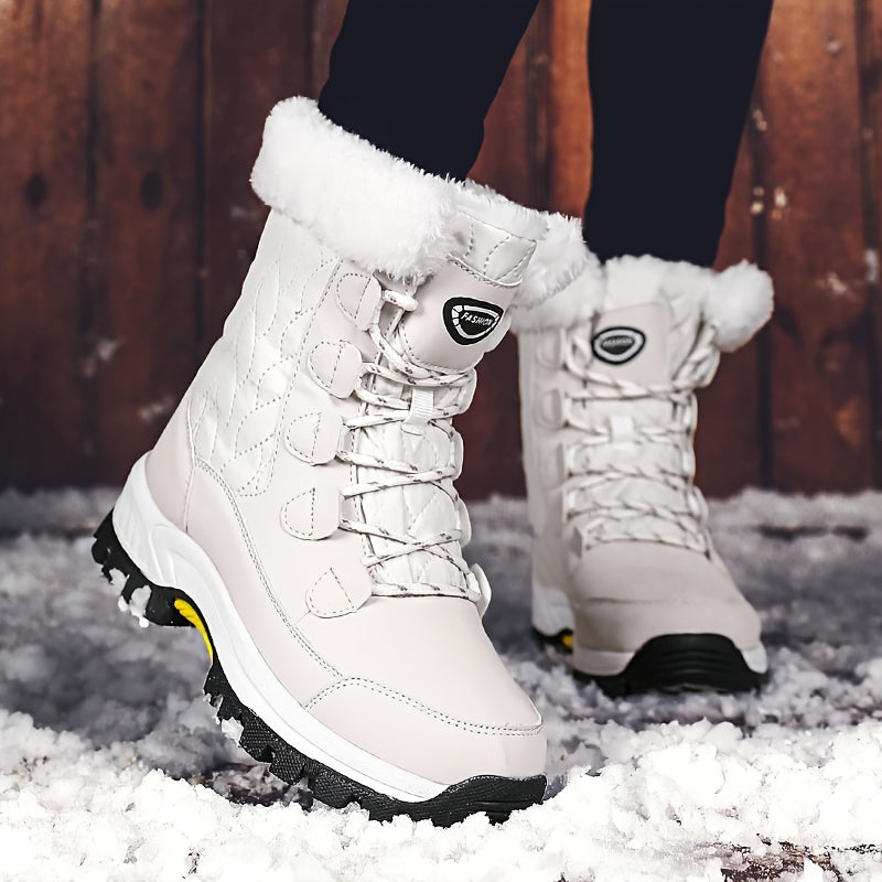 Auriane | Bottes Hiver Femme à Lacets avec Bout Rond & Doublure Chaude