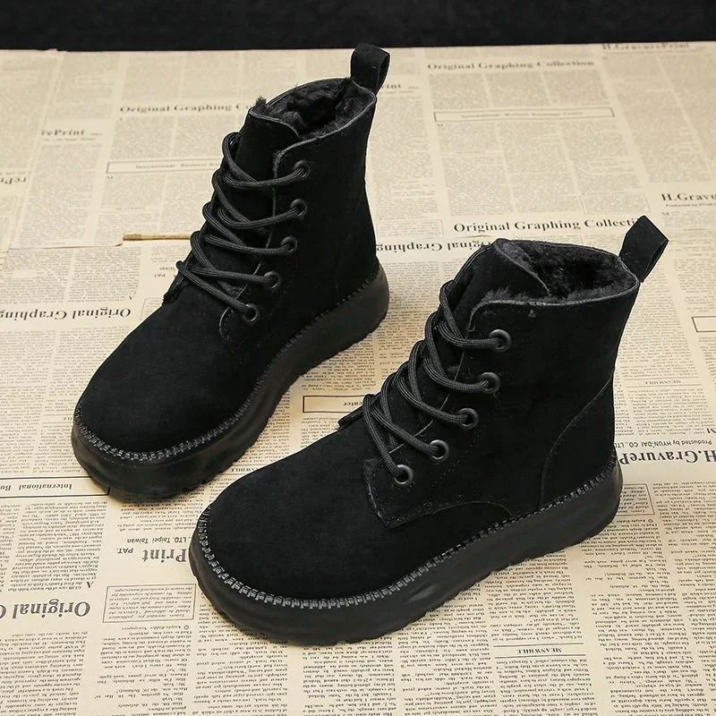Wendaline | Bottines d'hiver à lacets avec doublure en polaire et semelle épaisse pour femme