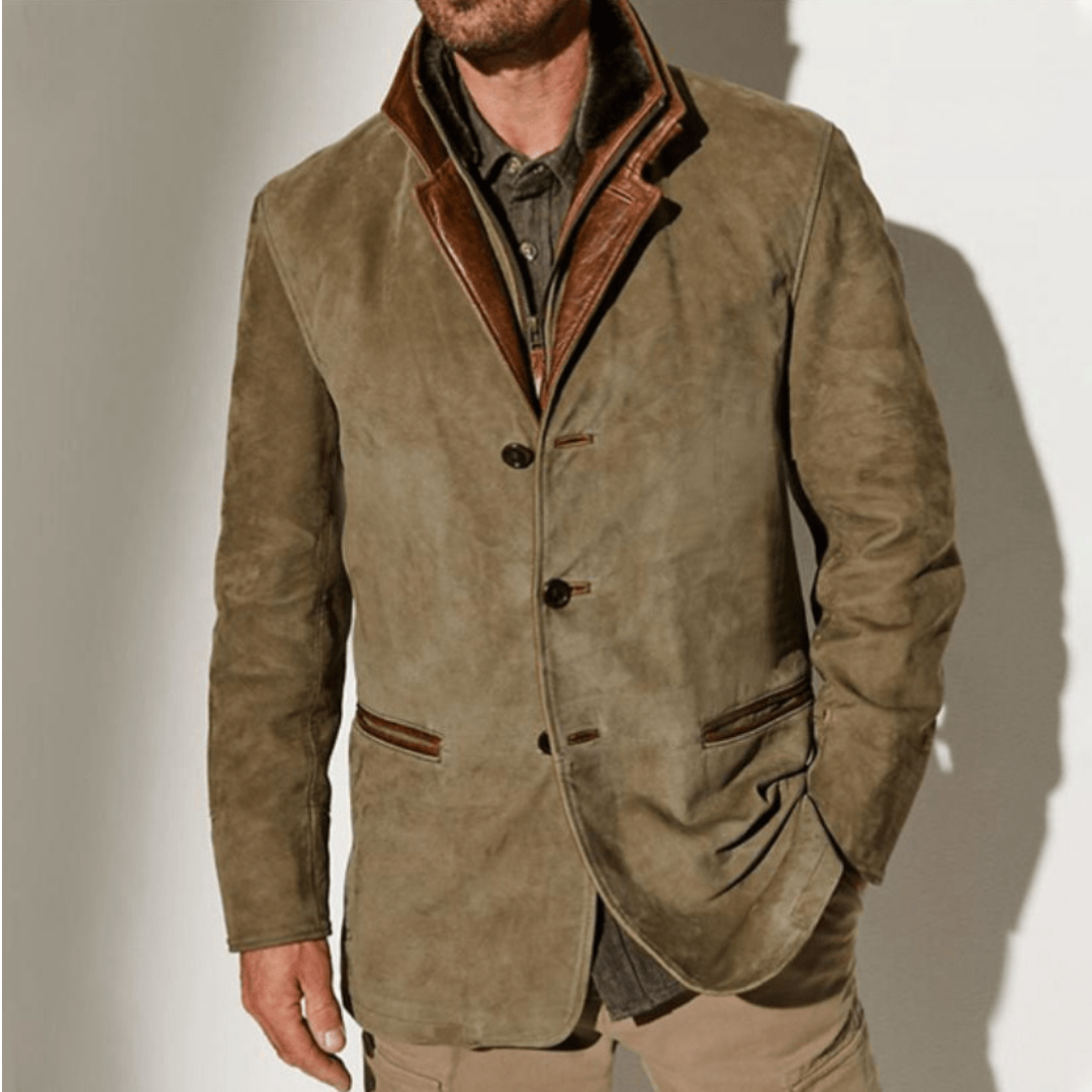 Declan | Blazer Homme Hiver Vintage Moderne avec Boutons Élégants en Kaki