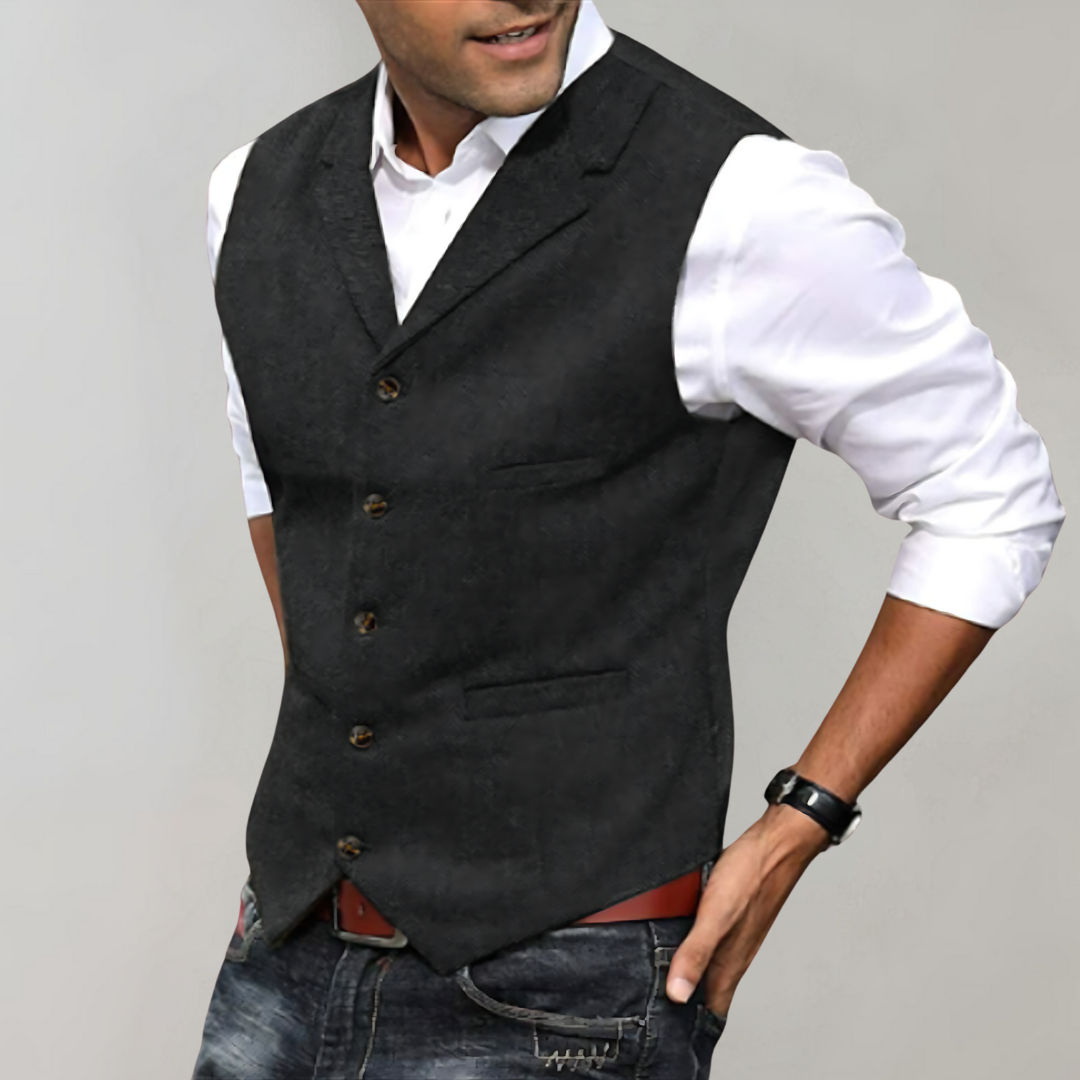 Percival | Gilet Homme Élégant Sans Manches avec Boutons | Gilet Costume Business & Loisirs
