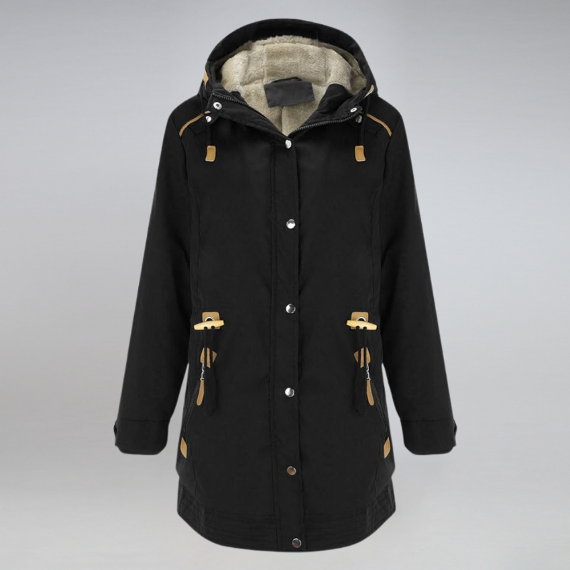 Caprina | Parka Femme Hiver avec Capuche, Doublure Polaire, Fermeture Éclair & Taille Ajustable