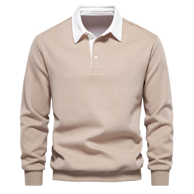 Malachi | Polo Homme Manches Longues | Chemise Polo Col Classique Boutonné Élégant