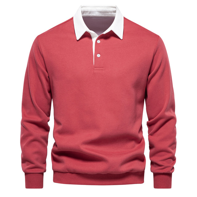 Malachi | Polo Homme Manches Longues | Chemise Polo Col Classique Boutonné Élégant