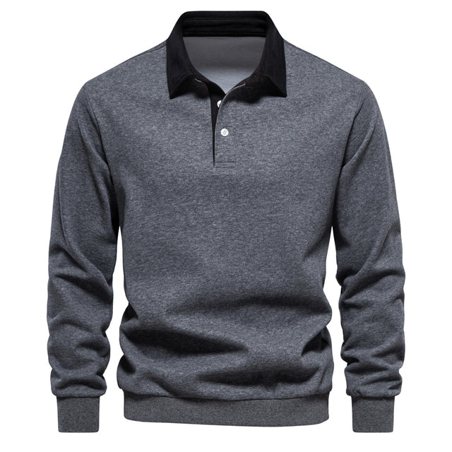 Malachi | Polo Homme Manches Longues | Chemise Polo Col Classique Boutonné Élégant