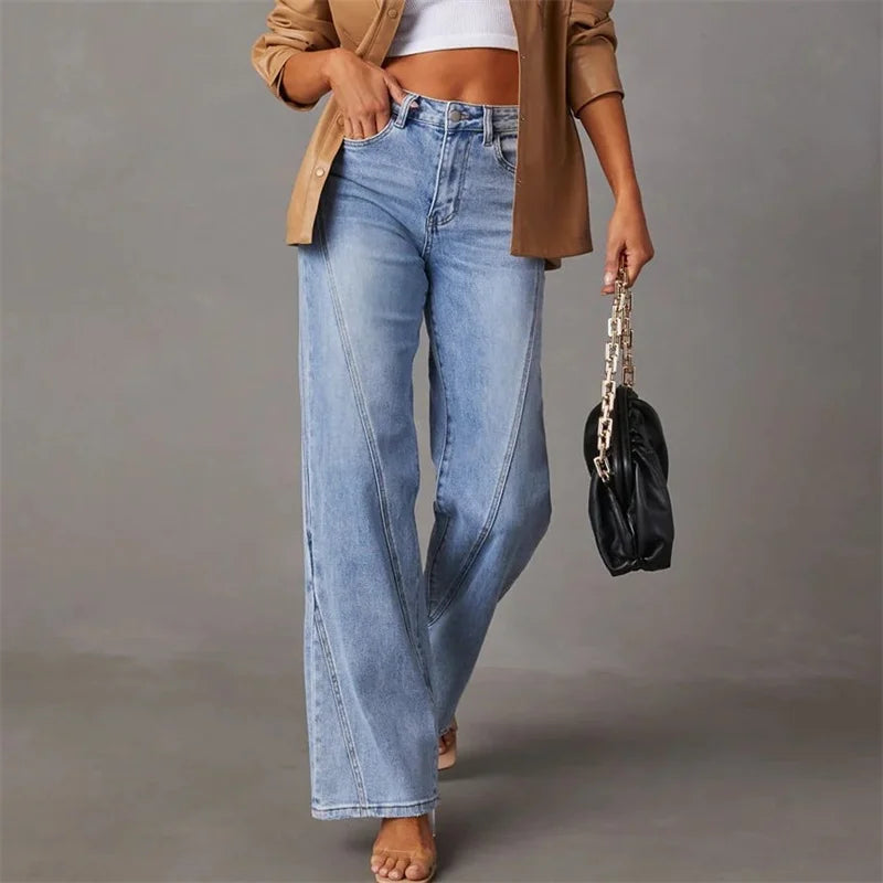 Livia | Jean Évasé Taille Haute en Coton – Confort & Style Élancé