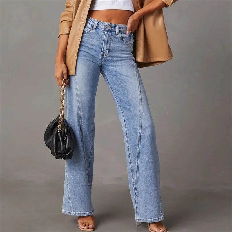 Livia | Jean Évasé Taille Haute en Coton – Confort & Style Élancé