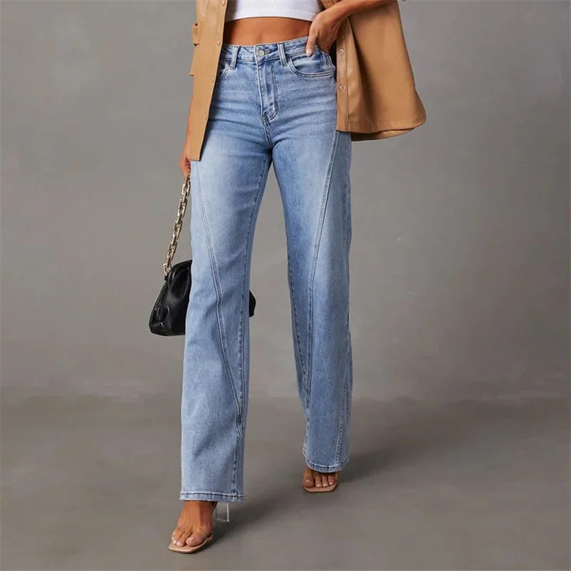 Livia | Jean Évasé Taille Haute en Coton – Confort & Style Élancé