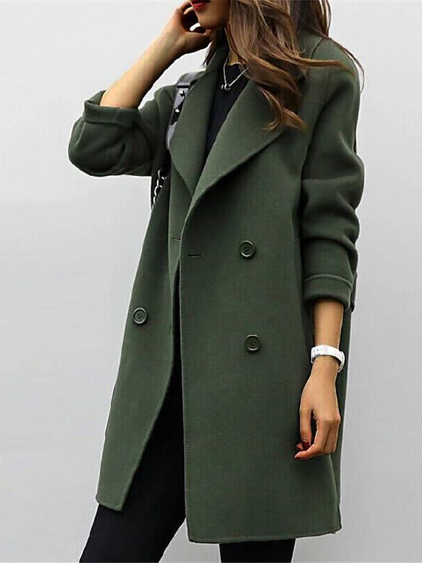 Cassiopée-Lou | Manteau long femme double boutonnage avec larges revers, élégant et chaud