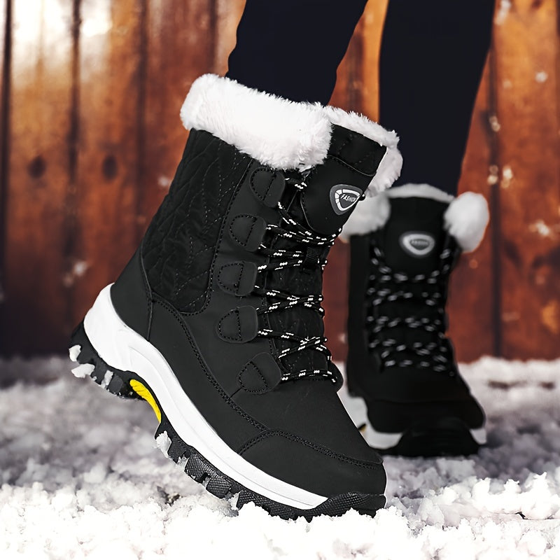 Auriane | Bottes Hiver Femme à Lacets avec Bout Rond & Doublure Chaude