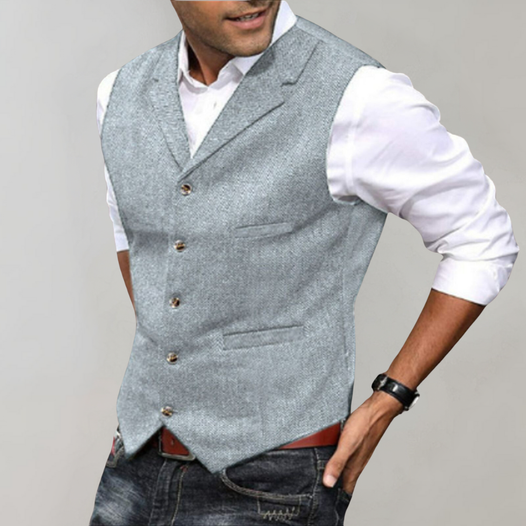 Percival | Gilet Homme Élégant Sans Manches avec Boutons | Gilet Costume Business & Loisirs