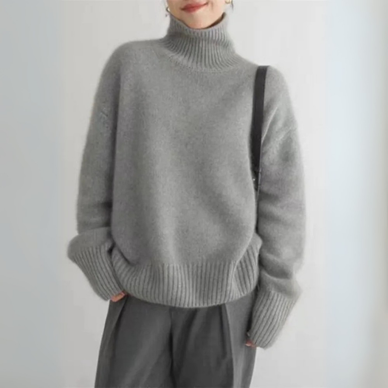 Beline | Pull Femme Oversize à Col Roulé, Tricot Classique Chaud et Confortable