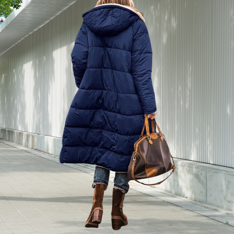 Cassandra-Rose | Manteau Femme Hiver Long Doublé Polaire avec Capuche et Poches