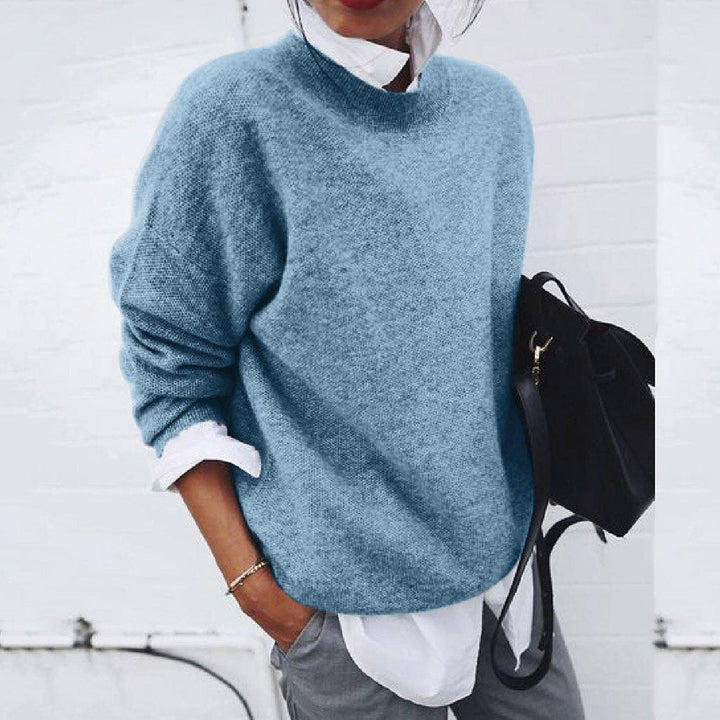 Sylvie | Pull Femme Tricoté Uni Col Rond Élégant et Confortable