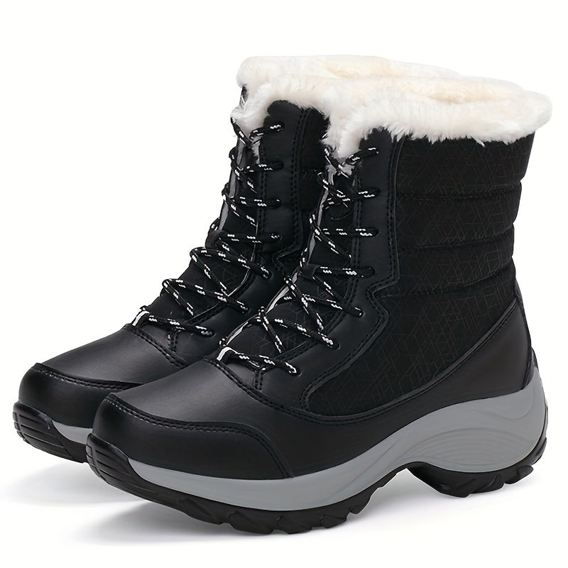 Aubépine | Bottes Hiver Femme à Lacets avec Doublure Chaude, Semelle Plateforme & Bout Rond