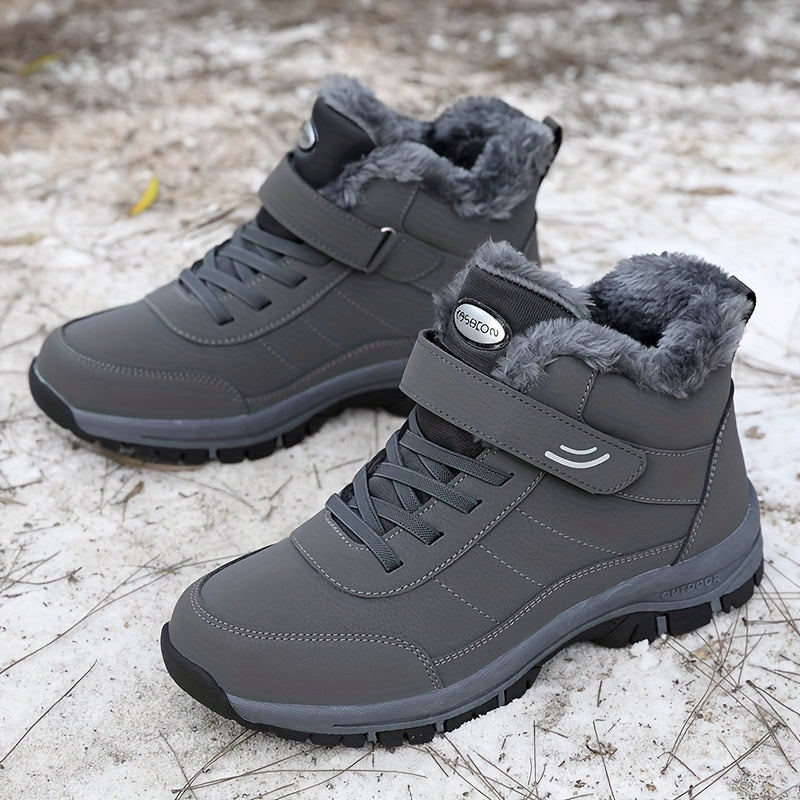 Bathilde | Bottes d’Hiver Unisex, Chaussures Chaudes Cheville avec Lacets et Fermeture Velcro