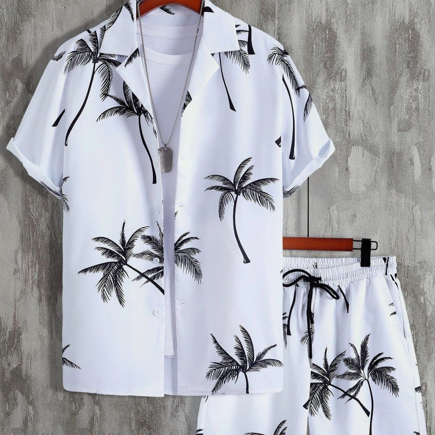 Moritz | Ensemble Été Homme Imprimé Tropical Chemise Manches Courtes Col Revers + Short Taille Élastique