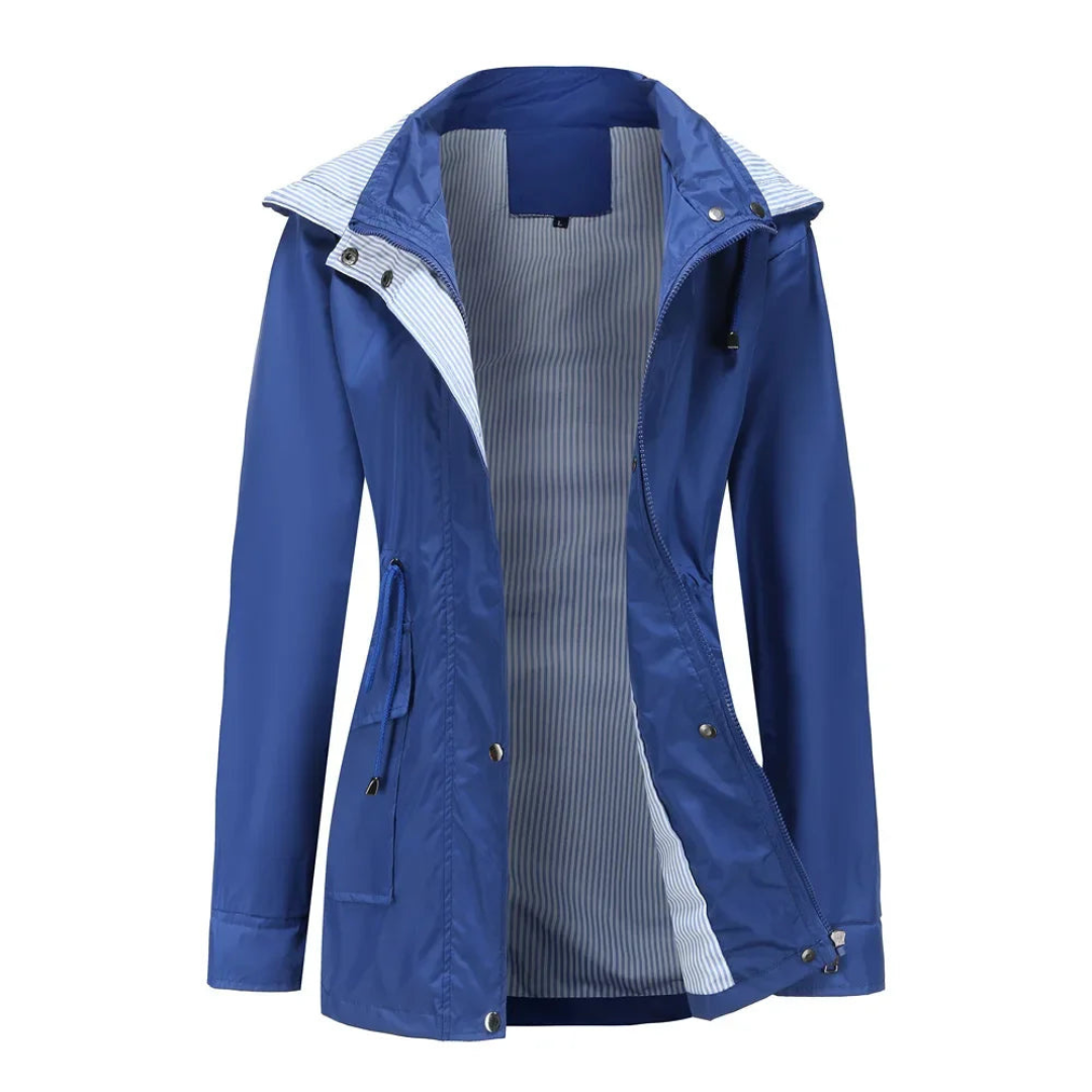 Aiseline | Veste Femme Mi-Saison avec Capuche Amovible, Taille Ajustable & Fermeture Zippée