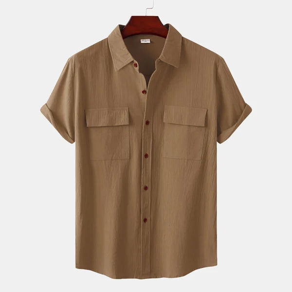 Wilhelm | Chemise Homme Manches Courtes Style Décontracté avec Col Revers et Poches à Rabat – Idéale pour l’Été