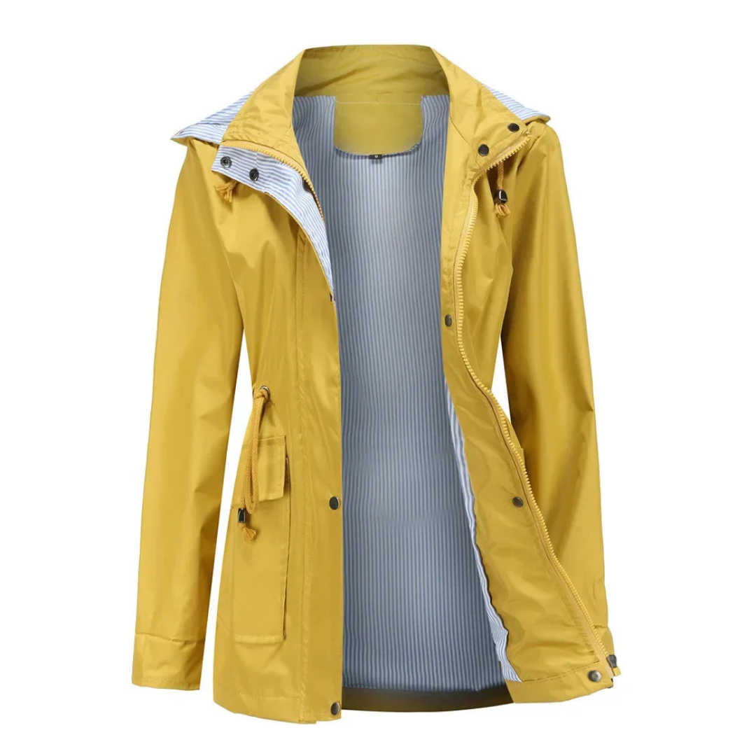 Aiseline | Veste Femme Mi-Saison avec Capuche Amovible, Taille Ajustable & Fermeture Zippée