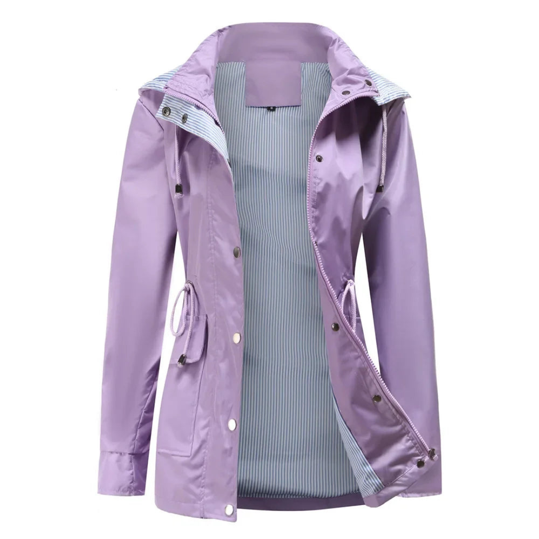 Aiseline | Veste Femme Mi-Saison avec Capuche Amovible, Taille Ajustable & Fermeture Zippée