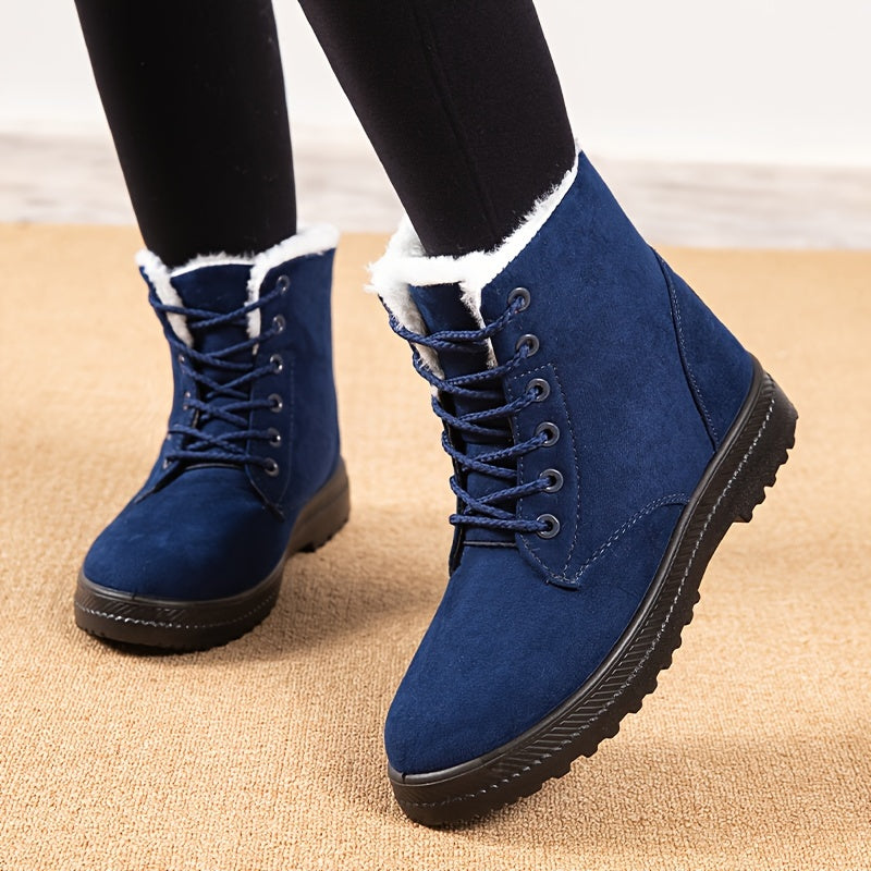 Aurivine | Bottes Hiver Femme à Lacets avec Doublure Chaude & Semelle Plate Confort