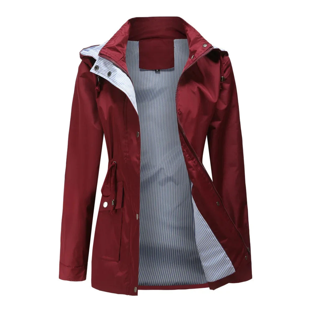 Aiseline | Veste Femme Mi-Saison avec Capuche Amovible, Taille Ajustable & Fermeture Zippée