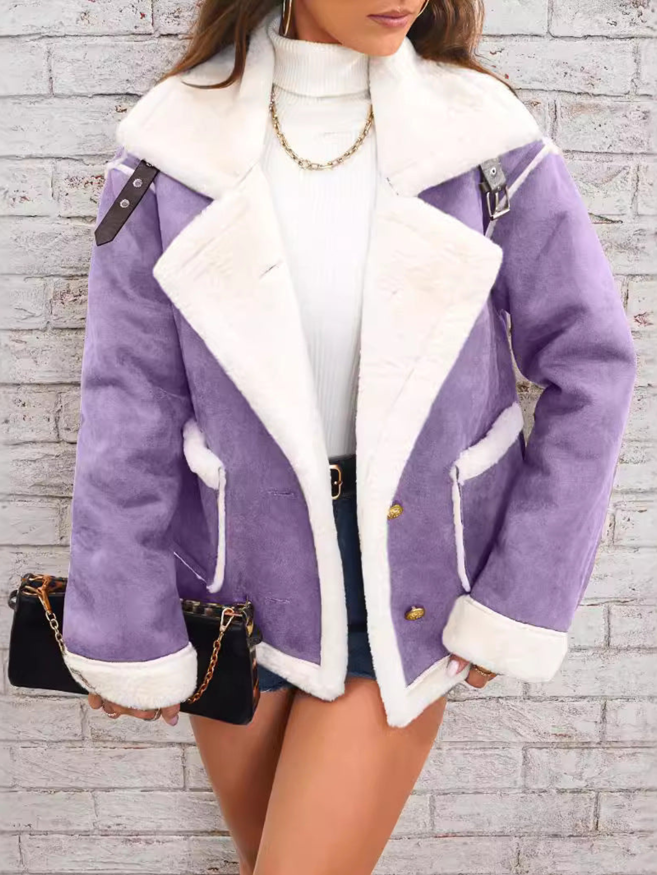 Camelise | Veste en coton femme doublée polaire à col revers