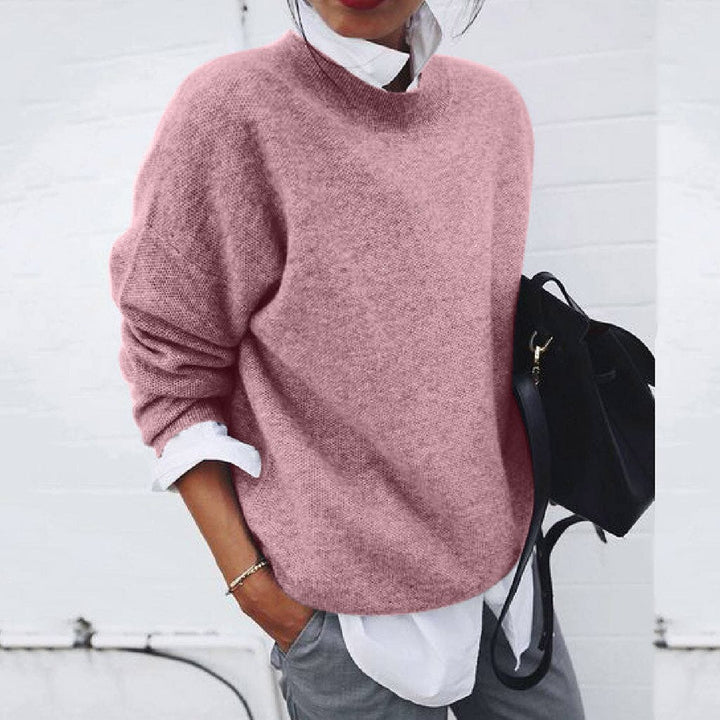 Sylvie | Pull Femme Tricoté Uni Col Rond Élégant et Confortable