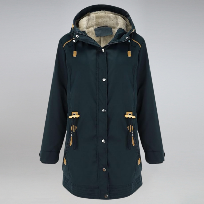 Caprina | Parka Femme Hiver avec Capuche, Doublure Polaire, Fermeture Éclair & Taille Ajustable