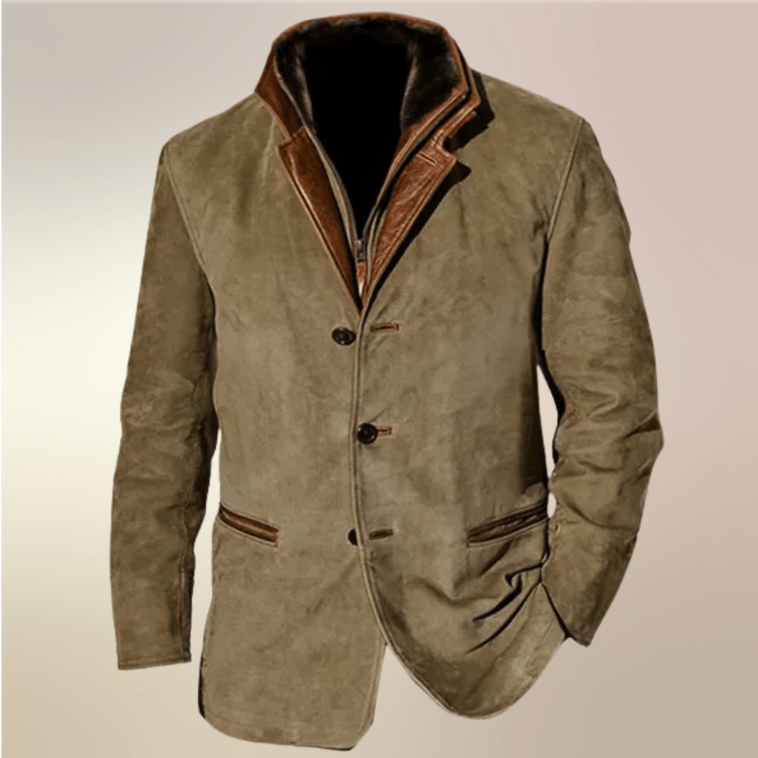 Declan | Blazer Homme Hiver Vintage Moderne avec Boutons Élégants en Kaki