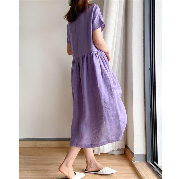 Capucelle | Robe d'Été Femme à Manches Courtes, Coupe Ample et Confortable Midi