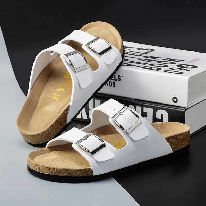 Geoff | Sandales en Cuir Homme à Double Bride Ajustable, Classiques et Confortables pour l'Été