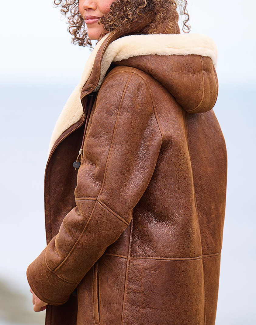Vienne | Manteau Femme Vintage à Capuche, Doublure Polaire Chaude pour l’Hiver