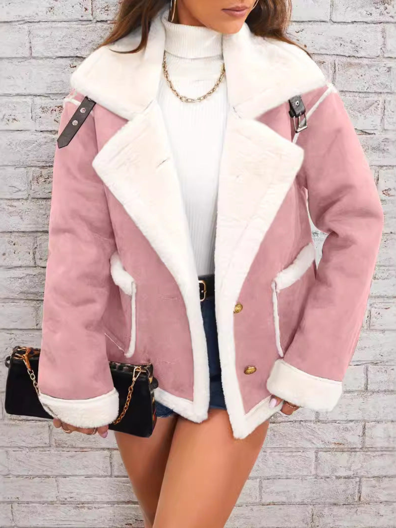 Camelise | Veste en coton femme doublée polaire à col revers