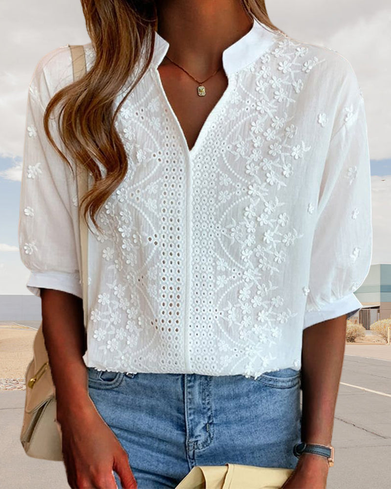 Emelia | Blouse Élégante à Manches Bouffantes - Style Chic et Sophistiqué