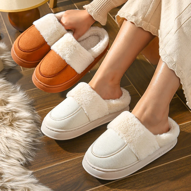Zalée | Chaussons d'hiver pour femme, semelle épaisse, doublure en peluche et orteils fermés, confort et chaleur