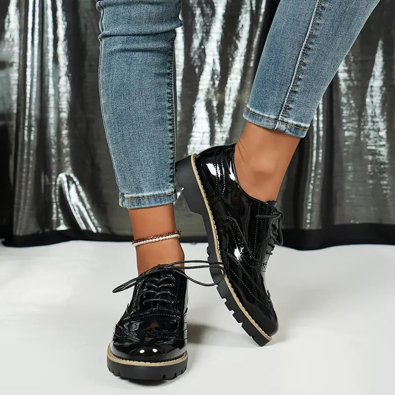Lucienne | Chaussures Femme Vernies à Lacets, Élégantes et Stylées pour Occasions Formelles