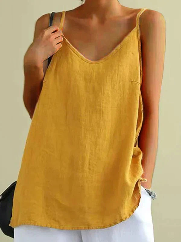 Stellina | Top Long en Lin à Bretelles Fines – Légèreté & Élégance Naturelle